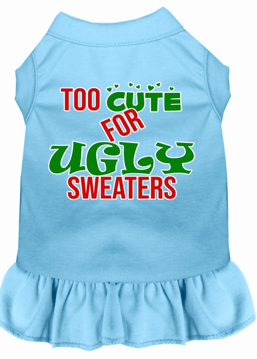 Too Cute for Ugly Sweaters Dog Dress (Baby Blue) – When Only Cute Will Do!