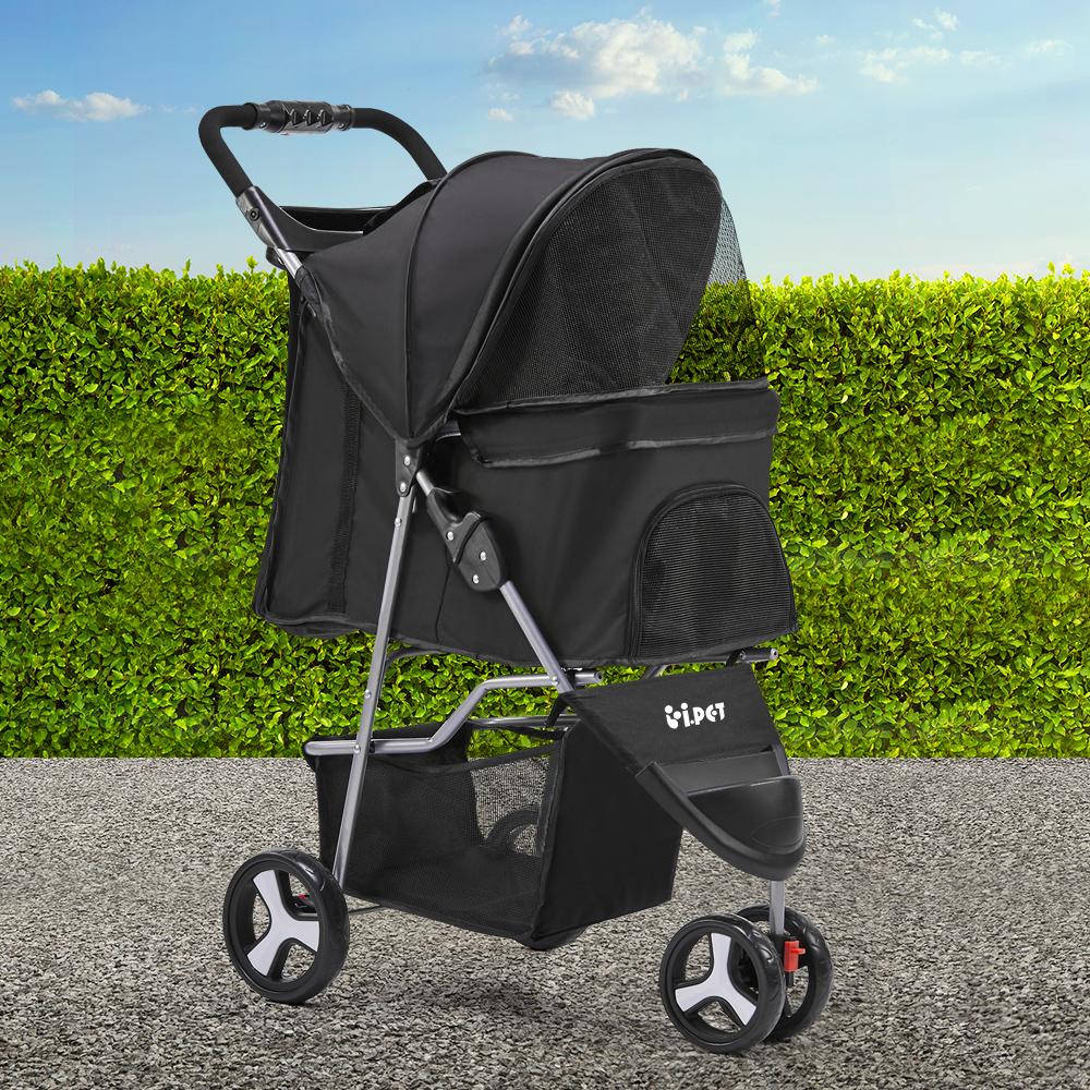 i.Pet 3 Wheel Pet Stroller - Black