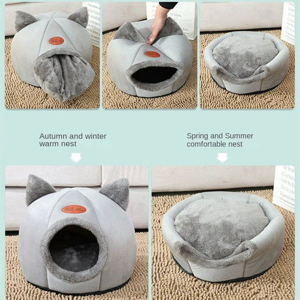 Snuggle Hut with Ears – The Ultimate Cozy Hideaway for Your Furry Friend!