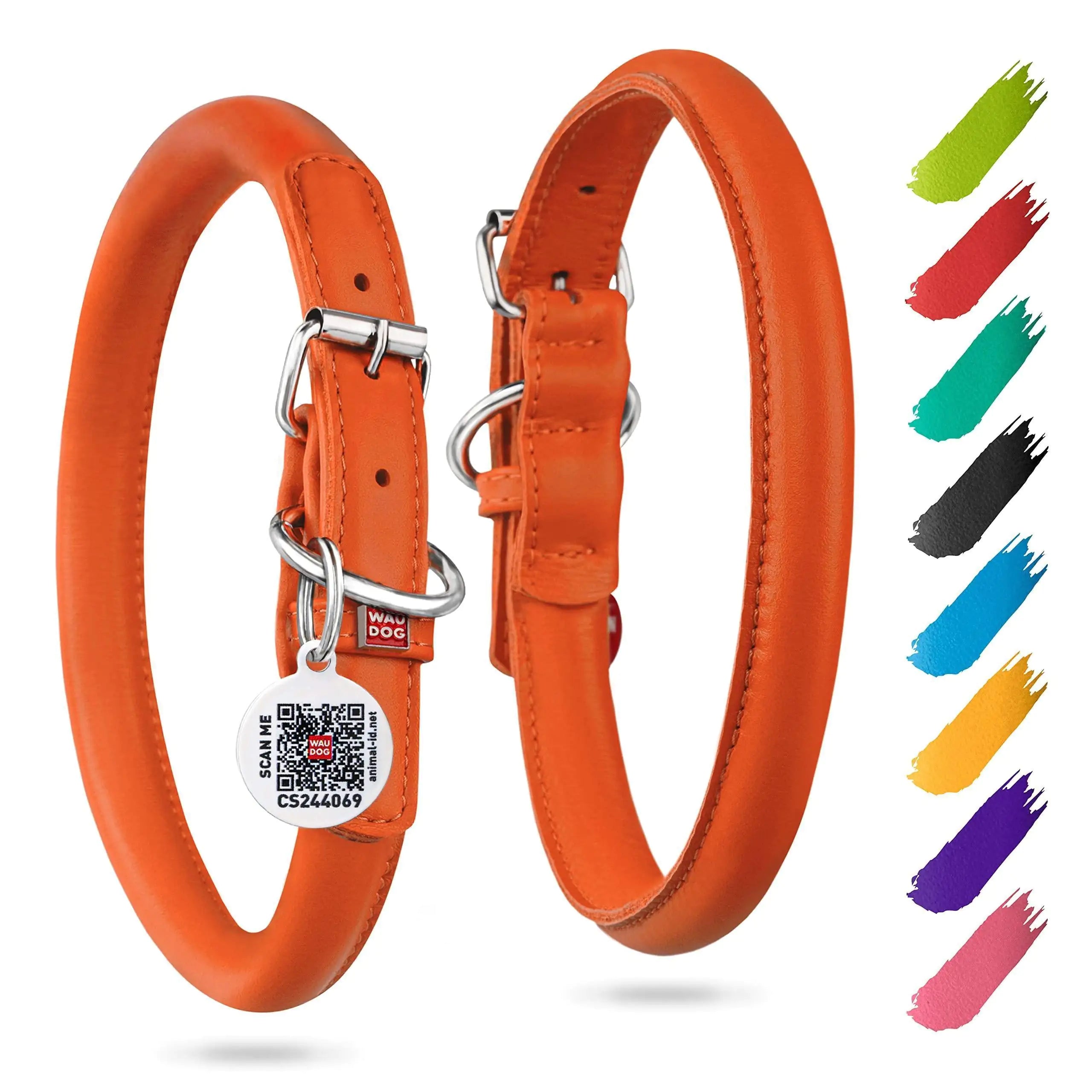 Orange Ultra Soft Rolled Leather Collar – Tiny Dog, Big Attitude!