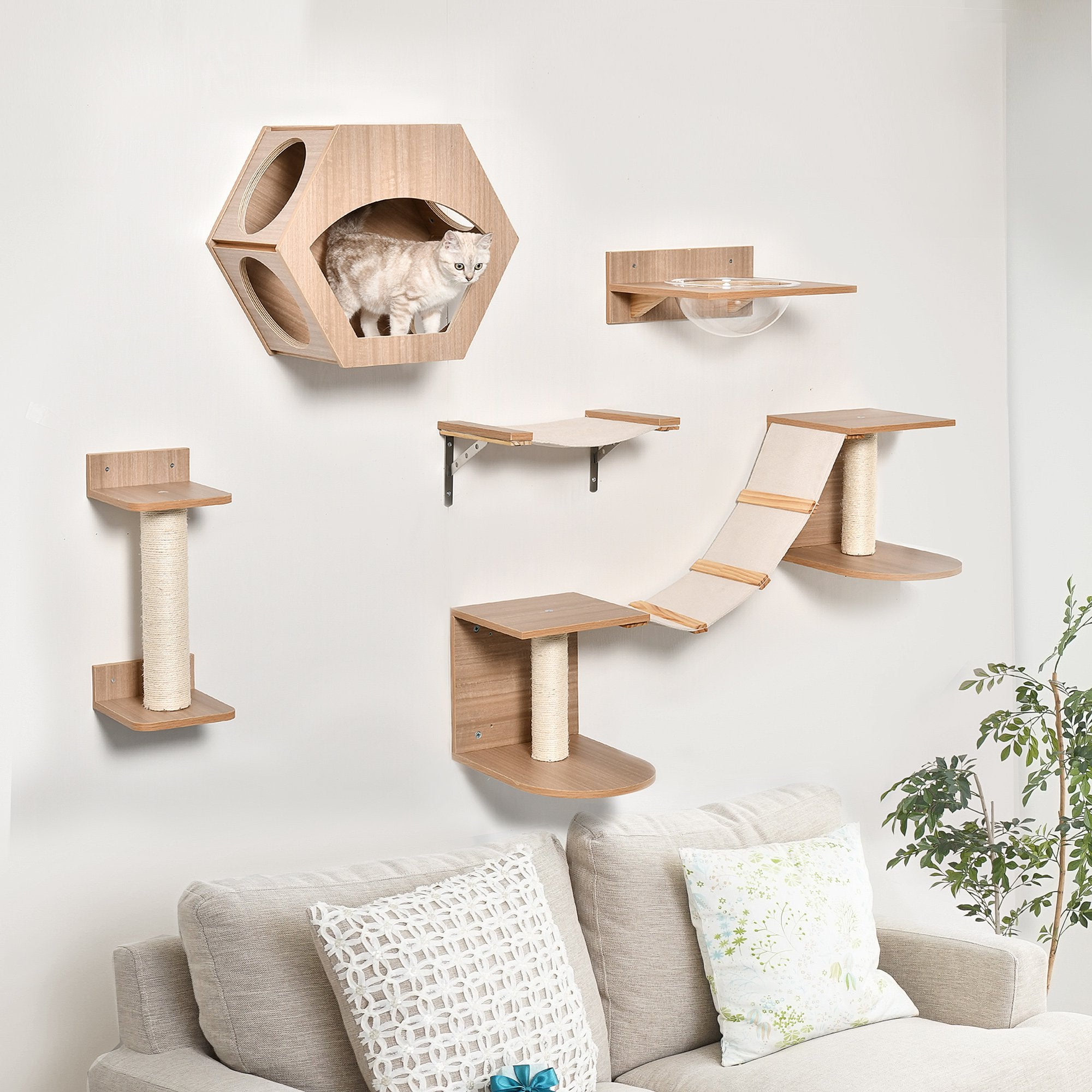 PawHut Wall-Mounted Cat Climbing Frame Set – For the Daredevil Feline Ready to Conquer the Walls!