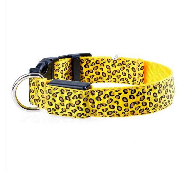 Fashion Leopard Adjustable Led Dog Collar - Animal Minds